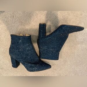 Betsey Johnson Navy/Midnight Blue Rhinestone Cady Boots; Swiftie Approved!